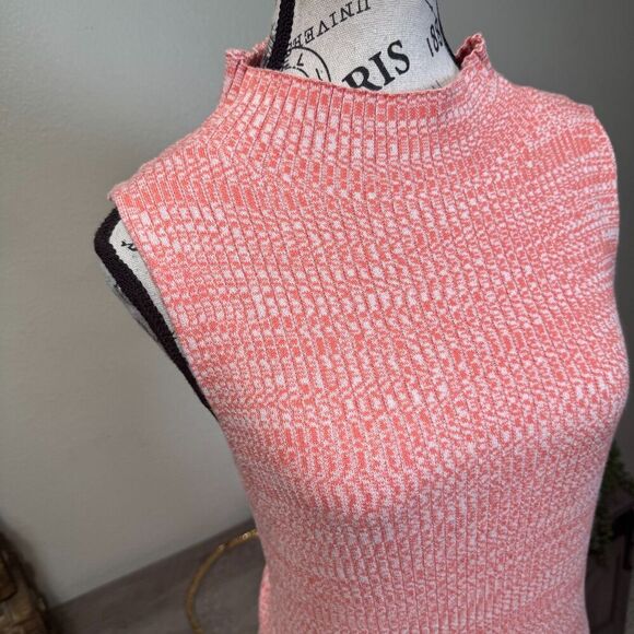 Anthropologie Daily Practice Mock Neck Ribbed Knit Midi Dress Sz M Coral Casual - Picture 3 of 8